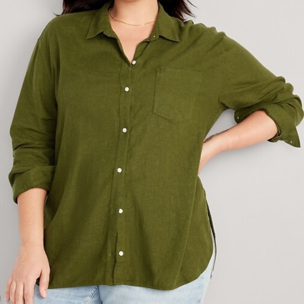 Old Navy Linen Blend Boyfriend Shirt